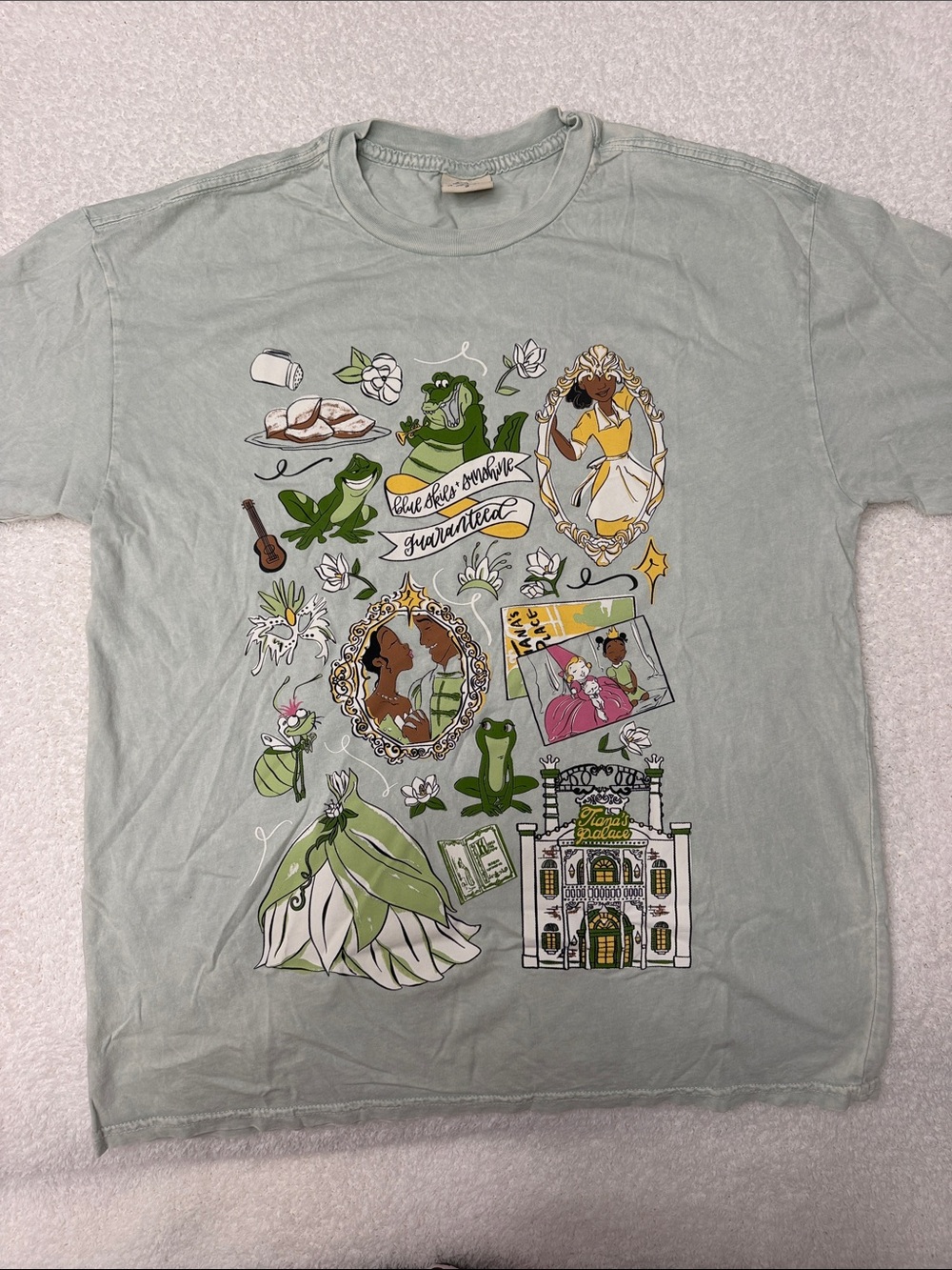Disney inspired Women’s Sage Green Short-Sleeve Graphic Tee - Frog Prince Motif